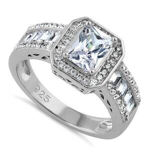 NEW STARLETTE women's shelby engagement ring in silver